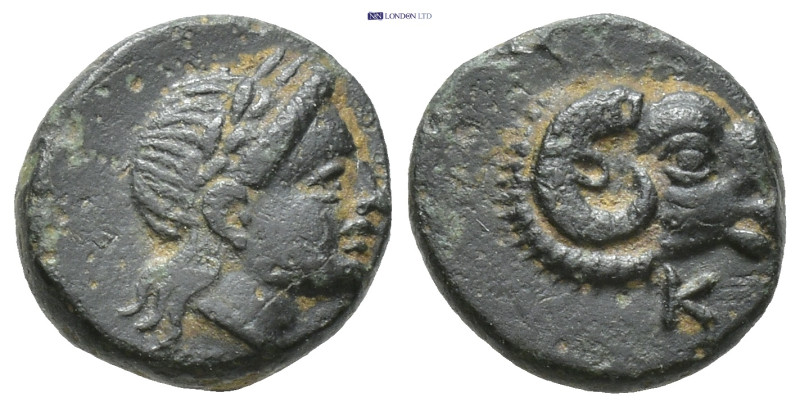 TROAS, Kebren. Circa 4th Century BC. (0.92 Gr. 9mm.)
Ram's head right. 
Rev. Lau...