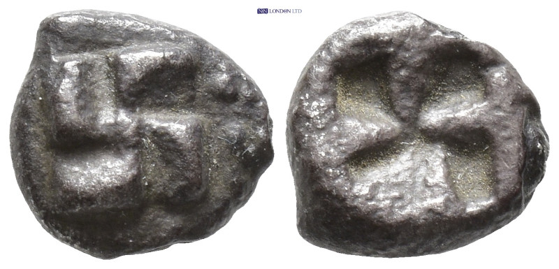 Ionia, Uncertain, c. 625-600 BC. AR Diobol - 1/12 Stater (8mm, 1.15 g). Swastika...