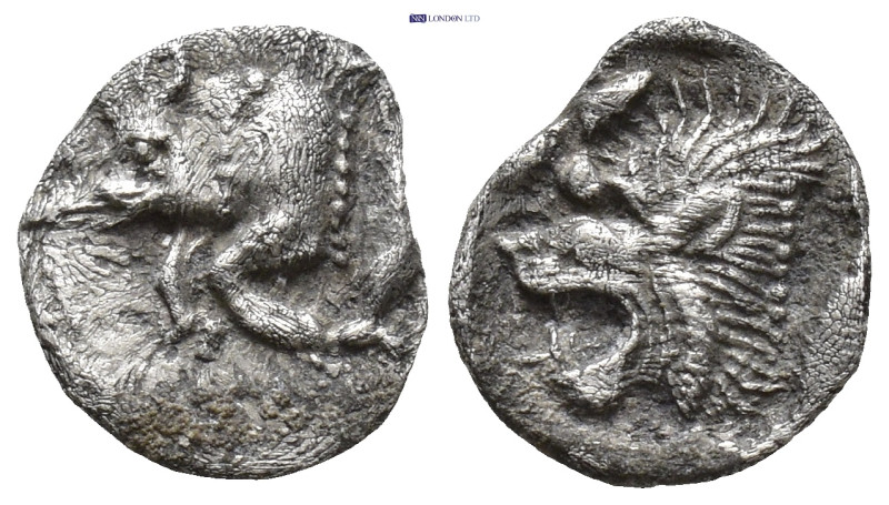 MYSIA. Kyzikos. Hemiobol (Circa 525-475 BC). (0.42 Gr. 9mm.)
Forepart of boar le...