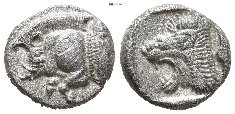 Mysia. Kyzikos circa 450-400 BC. Obol AR (10mm, 1.24 g) Forepart of boar to left...