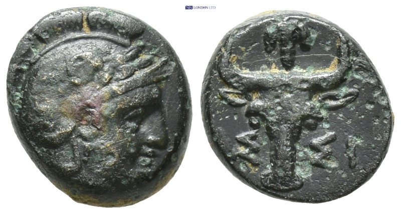 TROAS. Assos. 4th-mid 3rd century BC. AE. (1.44 Gr. 9mm.)
Head of Athena to righ...