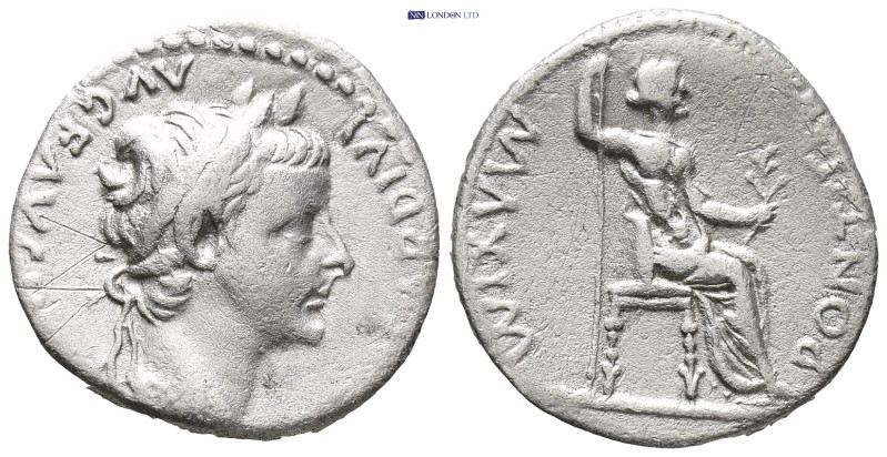 Tiberius. Denarius. (17mm, 3.55 g) 14-37 d.C. Lugdunum. Anv.: TI CAESAR DIVI AVG...