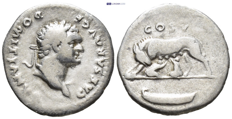 Domitian, AD 81-96. AR Denarius Rome as Caesar by Vespasian, AD 77-78. (3 Gr. 18...