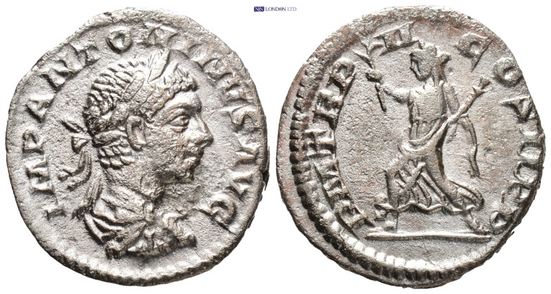 Elagabal AD 218-222. Rome Denarius (3.49 Gr. 18mm.)
Laureate and draped bust rig...