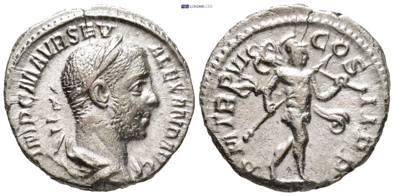 Severus Alexander (222-235 AD). AR Denarius, Rome. (3.2 Gr. 18mm.)
Laureate head...