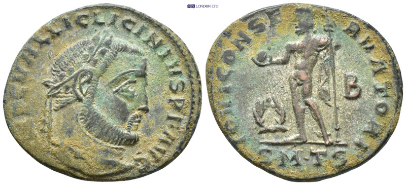 Licinius I. AD 308-324. Æ Follis (21mm, 4.6 g). Thessalonica mint, 2nd officina....