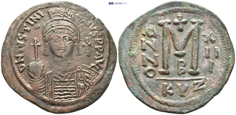 Justinian I Æ 40 Nummi. (41mm, 21.8 g) Cyzicus, dated RY 13 = AD 539/40. D N IVS...