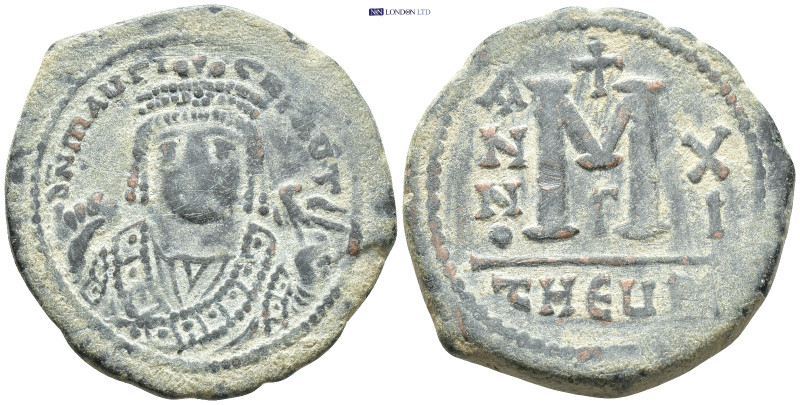 Maurice Tiberius. 582-602. AE Follis. Antioch mint, 3rd officina. Dated RY 11 (A...