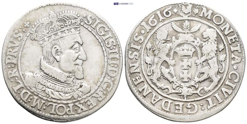 POLAND. Sigismund III Vasa (1587-1632 AD). AR Ort 1616 (6.5 Gr. 28.9mm.) 
 SIGIS...