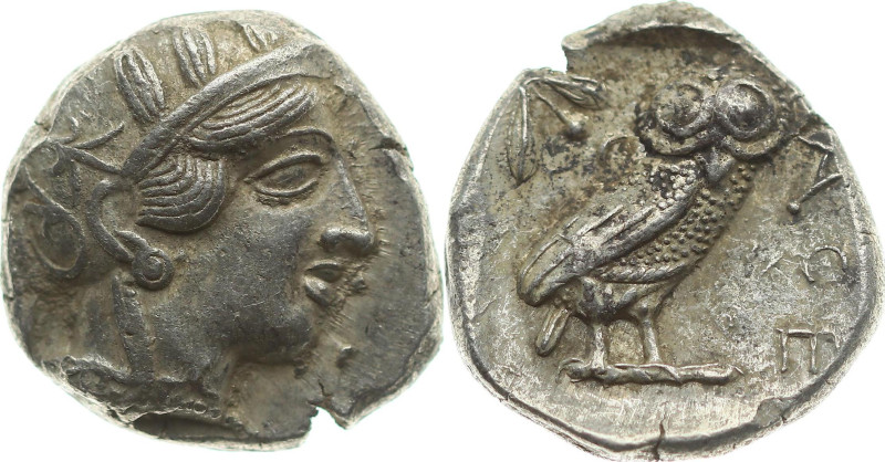 Attika 
Athen
Tetradrachme
um 454-404 v.Chr

Vs: Kopf der Athena n. r
Rs: ...