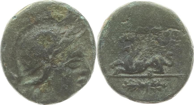 Troas 
Assos
AE 11.0
um 400-241 v.Chr.

Vs: Kopf der Athena n. r
Rs: Greif...