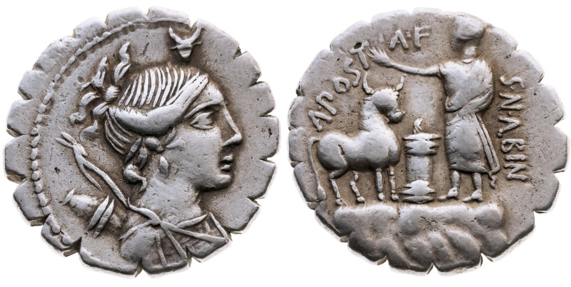 Republik 
Aulus Postumius Albinus, Münzbeamter, 81 v.Chr.
Denarius serratus
...