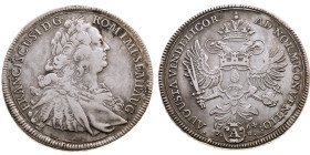 Augsburg 
Stadt
Taler
1764

Vs: Drapiertes Brustbild des Kaisers Franz I. im Harnisch n. r. mit Lorbeerkranz, Umschrift
Rs: Gekrönter Doppeladle...
