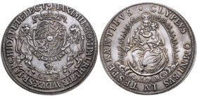 Bayern 
Kurfürstentum. Maximilian I., 1623-1651
Madonnentaler
1626
München

Vs: Gekröntes Wappen zwischen zwei Löwen, Umschrift
Rs: Patrona Bav...