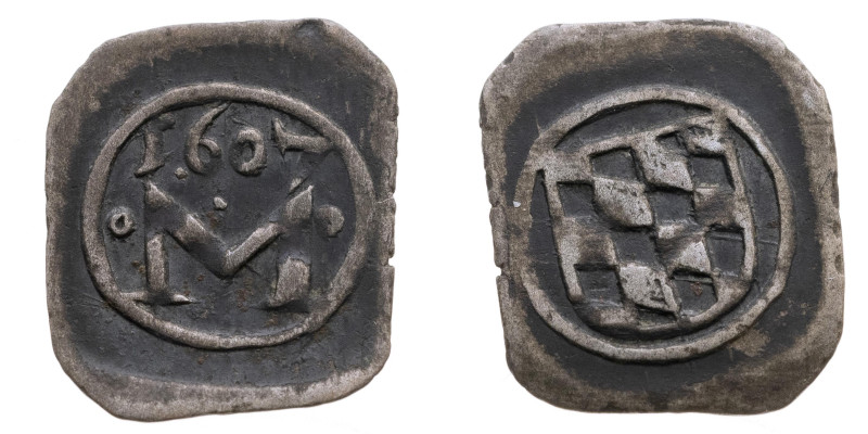 Bayern 
Herzogtum. Maximilian I., 1598-1623/51
Pfennig
1607
München

Vs: "...