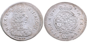Bayern 
Kurfürstentum. Maximilian II. Emanuel, 1679-1726
30 Kreuzer
1693
München

Vs: Brustbild im Harnisch n. r., Umschrift
Rs: Gekrönte Kartu...
