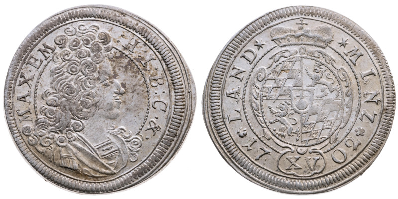 Bayern 
Kurfürstentum. Maximilian II. Emanuel, 1679-1726
15 Kreuzer
1702
Mün...