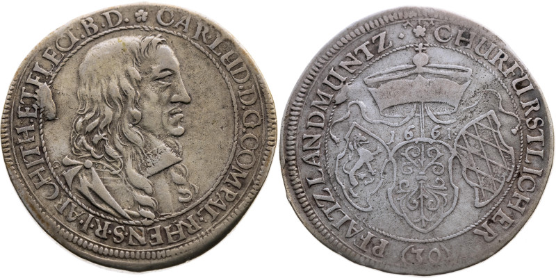 Pfalz 
Kurfürstentum. Karl Ludwig, 1648-1680
1/2 Gulden
1661
Heidelberg

V...