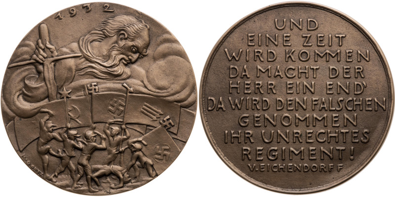 Deutschland 
Weimarer Republik, 1918-1933
Satirische Bronze-Gussmedaille
1932...