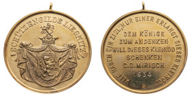 Liegnitz (Schlesien) 
Stadt
Tragbare Gold-Preismedaille
1936

der Schützengilde Liegnitz
Vs: Stadtwappen auf gekröntem Wappenmantel, Umschrift
...