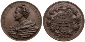 München 
Stadt
Bronze-Preismedaille
o. J. (nach 1879)

bei der Internationalen Kunstausstellung
Vs: Brustbild des Königs Ludwig II. (reg. 1864-1...