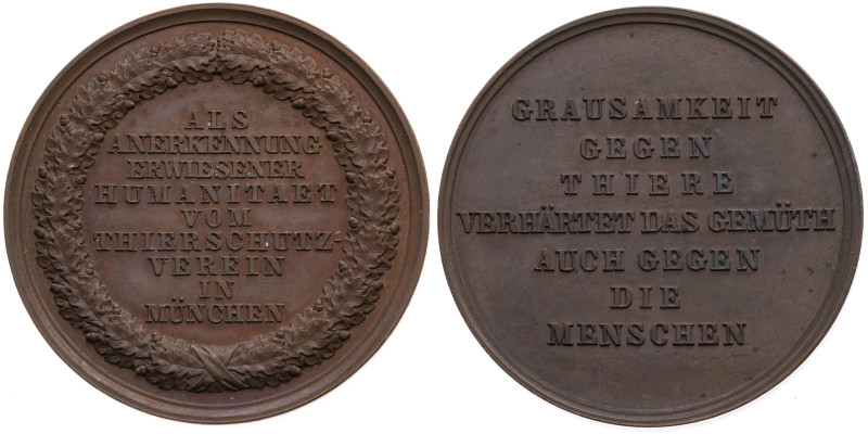 München 
Stadt
Bronze-Verdienstmedaille
o. J. (19. Jh.)

des Tierschutzvere...