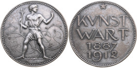München 
Stadt
Silber-Medaille
1912

auf das 25j. Bestehen der Zeitschrift 'Kunstwart' (gegr. 1887)
Vs: Jüngling stehend n. r. mit umgedrehten K...