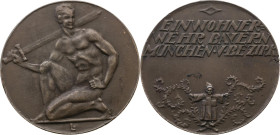 München 
Stadt
Bronze-Medaille
o. J. (1920)

der Einwohnerwehr des V. Bezirks (Universität)
Vs: Nackter Jüngling kniend n. l. mit geschultertem ...