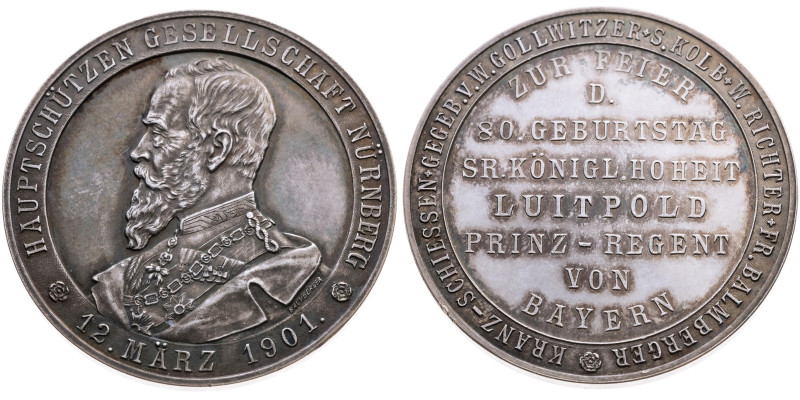 Nürnberg 
Stadt
Silber-Medaille
1901

auf das Kranz-Schießen zur Feier des ...