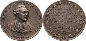 Quedlinburg 
Stadt
Bronze-Medaille
1924

auf den 200. Geburtstag des Dichters Friedrich Gottlieb Klopstock (1724-1803)
Vs: Brustbild halbrechts ...