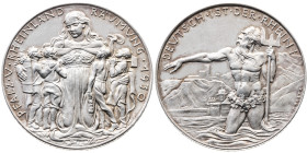 Rheinland 
Region
Silber-Medaille
1930

auf die Räumung des Rheinlandes und der Pfalz von den alliierten Besatzungstruppen
Vs: Germania umarmt W...
