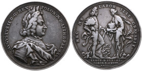 Sachsen 
Kurfürstentum. Friedrich August I. der Starke, 1694-1733
Silber-Medaille
1697

auf die Wahl und die Krönung zum König von Polen
Vs: Dra...