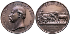 Sachsen-Coburg-Gotha 
Herzogtum. Ernst II., 1844-1893
Bronze-Preismedaille
o. J. (nach 1880)

für anerkennenswerte Leistungen in der Landwirtscha...