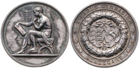 Stuttgart 
Stadt
Silber-Preismedaille
o. J. (um 1873-1914)

des Karls-Gymnasiums
Vs: Lesender Jüngling in antikem Gewand n. l.
Rs: Zwei Wappens...
