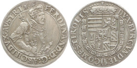 Habsburg 
Ferdinand II., Erzherzog, 1564-1595
Taler
o. J. (1577-1599)
Hall

Vs: Gekröntes Hüftbild im Harnisch n. r. mit Zepter und Schwert, Ums...