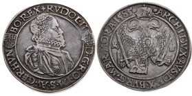 Habsburg 
Rudolf II., 1576-1612
Taler
1585
Kremnitz

(Rs. von Antonio Abondio)
Vs: Drapiertes Brustbild im Harnisch n. r. mit Halskrause, Umsch...