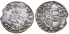Habsburg 
Ferdinand II., 1619-1637
Groschen
1610
Klagenfurt

(als Erzherzog)
Vs: Hüftbild im Harnisch mit Zepter n. r., Umschrift
Rs: Bekrönte...