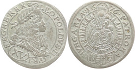 Habsburg 
Leopold I., 1657-1705
15 Kreuzer
1676
Preßburg

Vs: Drapiertes Brustbild im Harnisch n. r. mit Lorbeerkranz, Umschrift
Rs: Patrona Hu...