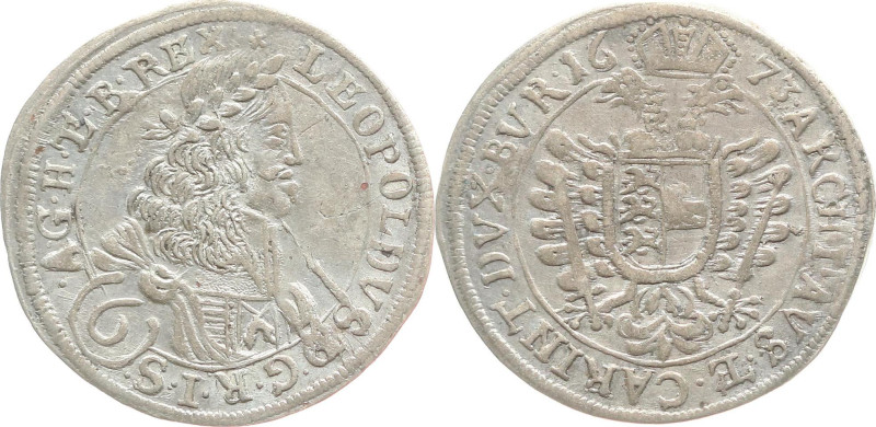 Habsburg 
Leopold I., 1657-1705
6 Kreuzer
1673
Sankt Veit

Vs: Drapiertes ...