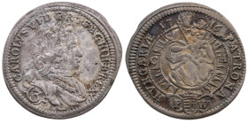 Habsburg 
Karl VI., 1711-1740
Groschen
1716
Preßburg

Vs: Brustbild n. r. mit Lorbeerkranz, Umschrift
Rs: Madonna in Strahlengloriole, Umschrif...