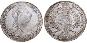 Habsburg 
Maria Theresia, 1740-1780
Maria-Theresien-Taler
1780
Günzburg

(Prägung der Jahre 1789-1792).
Vs: Brustbild n. r. mit Diadem und Schl...