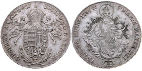 Habsburg 
Joseph II., 1765-1790
Madonnentaler
1786
Kremnitz

Vs: Gekrönter Wappenschild zwischen zwei fliegenden Engeln, Umschrift
Rs: Patrona ...