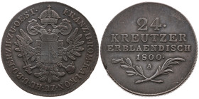 Habsburg 
Franz II. (I.), 1792-1806
24 Kreuzer
1800
Wien

Vs: Gekrönter Doppeladler mit Brustschild, Umschrift
Rs: Wert in vier Zeilen über gek...