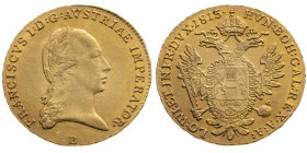 Österreich 
Kaiserreich. Franz II. (I.), 1804-1835
Dukat
1815
B Kremnitz

Vs: Kopf n. r. mit Lorbeerkranz, Umschrift
Rs: Gekrönter Doppeladler...