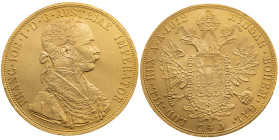Österreich 
Kaiserreich. Franz Joseph, 1848-1916
4 Dukaten
1912
Wien

Vs: Brustbild n. r. mit Lorbeerkranz, Umschrift
Rs: Gekrönter Doppeladler...