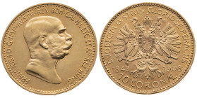 Österreich 
Kaiserreich. Franz Joseph, 1848-1916
10 Kronen
1908
Wien

auf den 60. Jahrestag der Thronbesteigung
Vs: Kopf n. r., Umschrift
Rs: ...