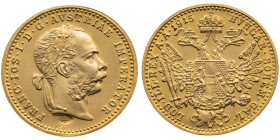 Österreich 
Kaiserreich. Franz Joseph, 1848-1916
Dukat
1915 (Nachprägung: Gegenstempel Dolch)

Vs: Kopf n. r. mit Lorbeerkranz, Umschrift
Rs: Ge...