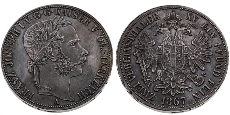 Österreich 
Kaiserreich. Franz Joseph, 1848-1916
Doppeltaler
1867
A Wien

...