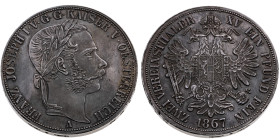 Österreich 
Kaiserreich. Franz Joseph, 1848-1916
Doppeltaler
1867
A Wien

Vs: Kopf n. r.
Rs: Gekrönter Doppeladler

Material: Silber 

Größ...