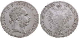 Österreich 
Kaiserreich. Franz Joseph, 1848-1916
2 Gulden
1881

Vs: Kopf n. r.
Rs: Gekrönter Doppeladler, Umschrift

Material: Silber 833

G...